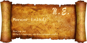 Mencer Enikő névjegykártya